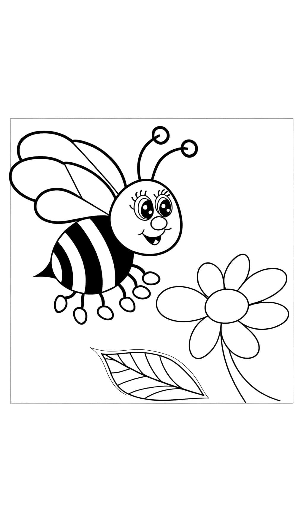 Coloriage Abeille et fleur à imprimer et colorier