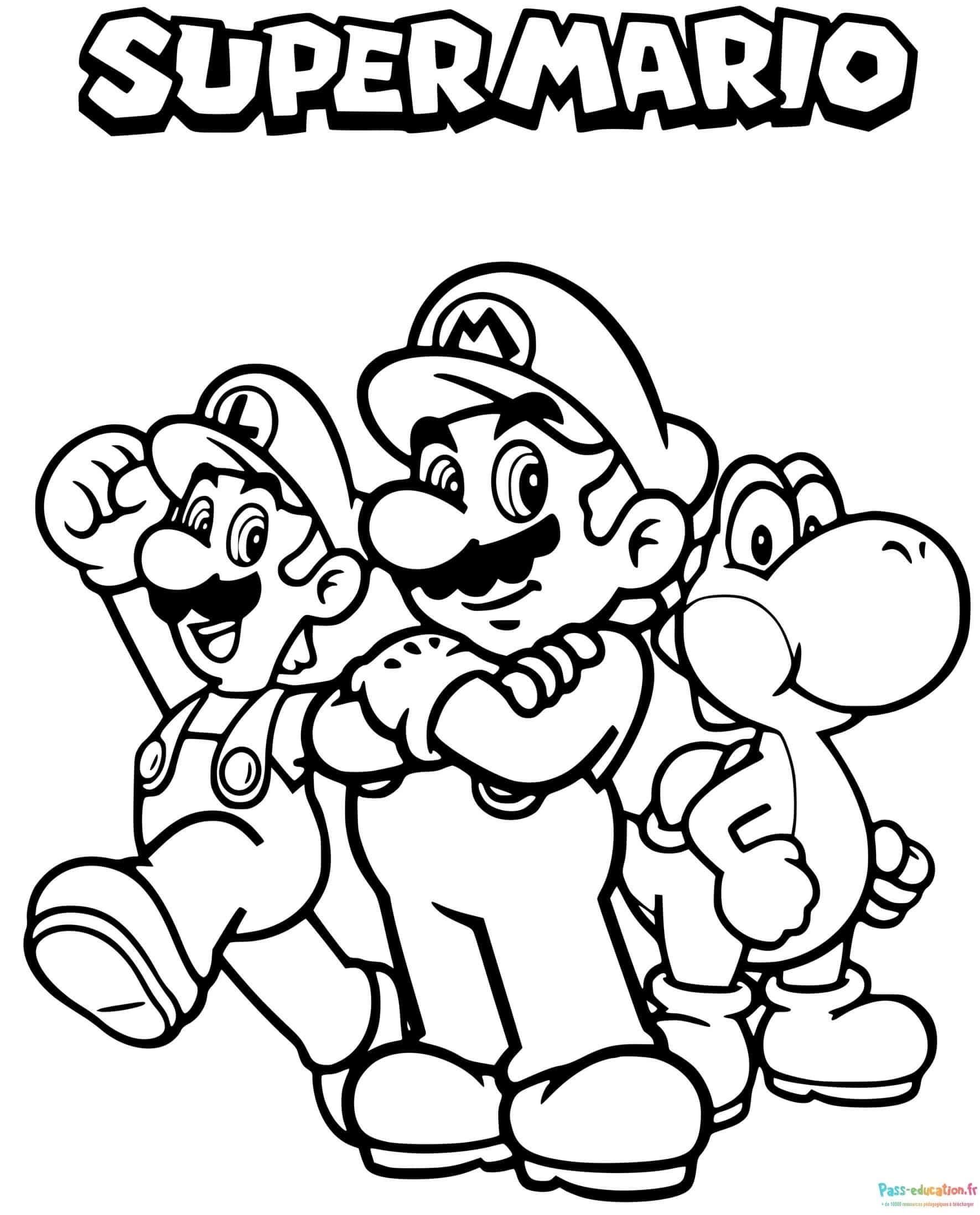 Coloriage Luigi, Mario et Yoshi à imprimer et colorier