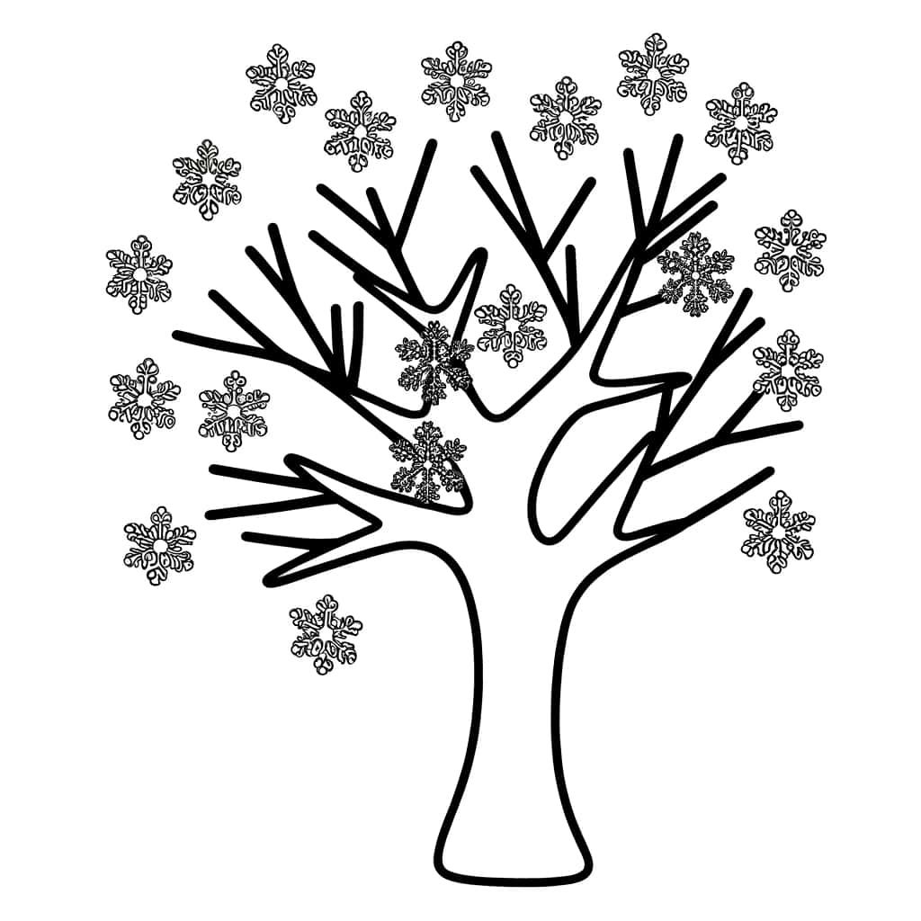 Coloriage Arbre Hiver à imprimer et colorier