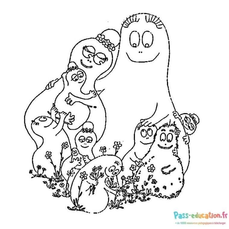 Coloriage Famille Barbapapa à imprimer et colorier