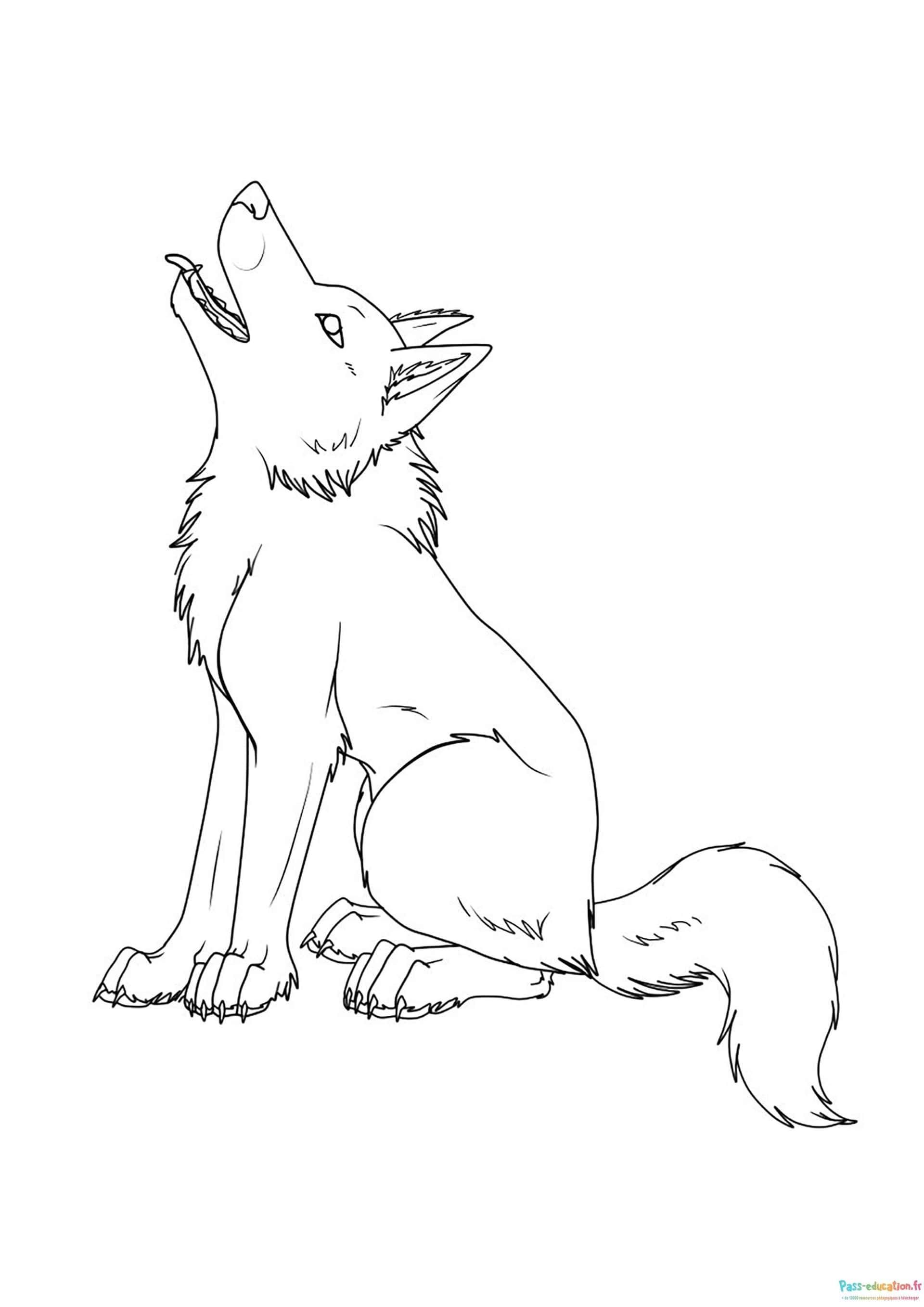 Coloriage Loup hurlant à imprimer et colorier