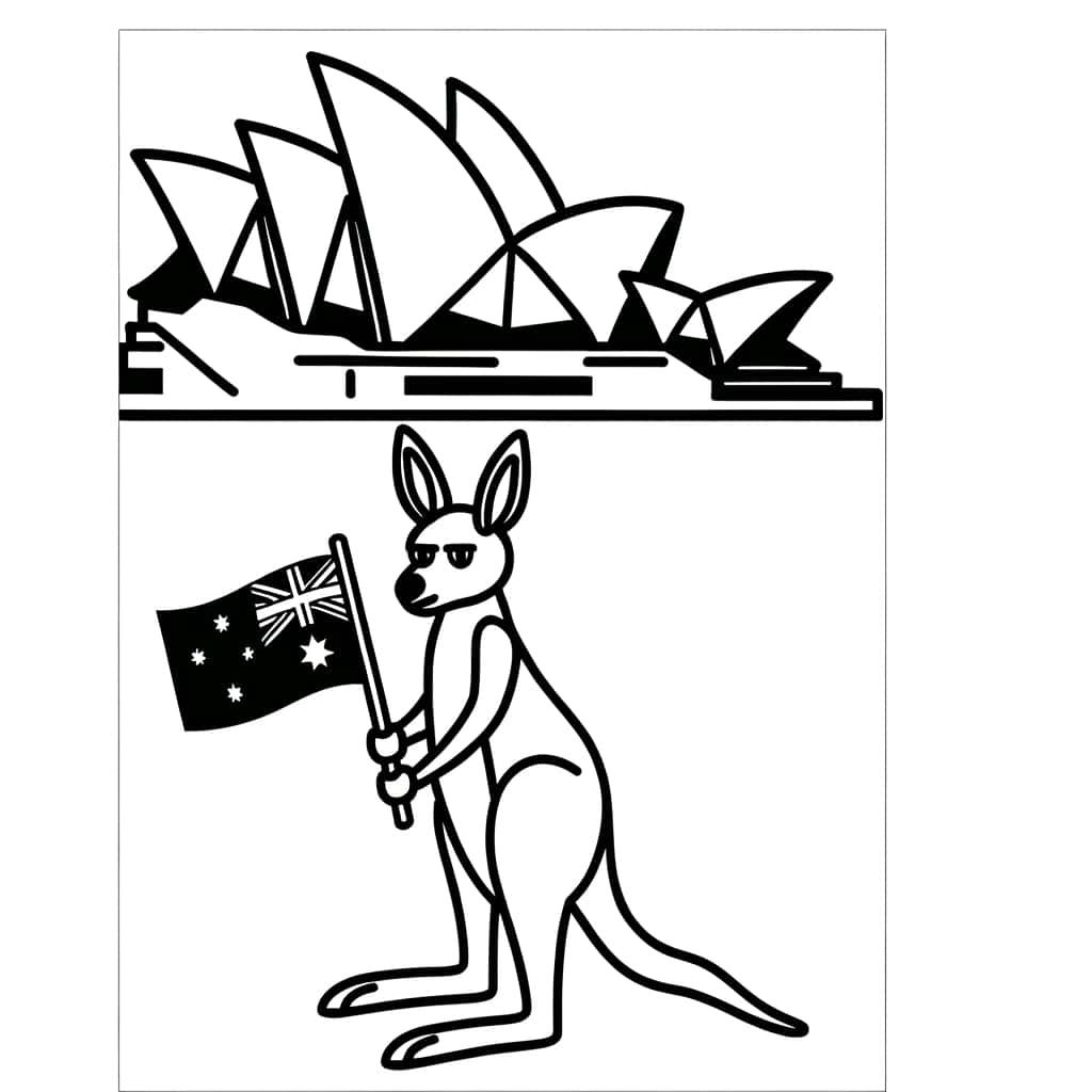 Coloriage Kangourou Australien à imprimer et colorier