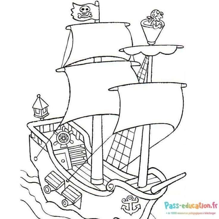 Coloriage Bateau Pirate à imprimer et colorier