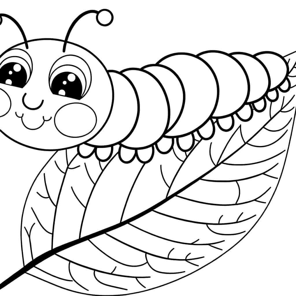 Coloriage Chenille souriante à imprimer et colorier