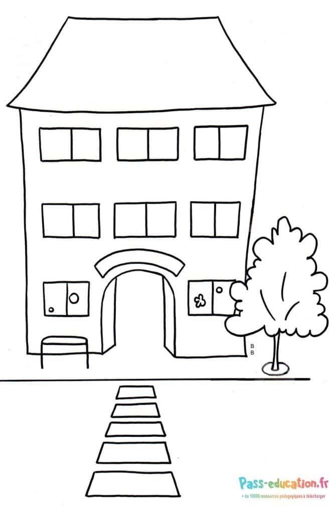 Coloriage École imaginaire à imprimer et colorier