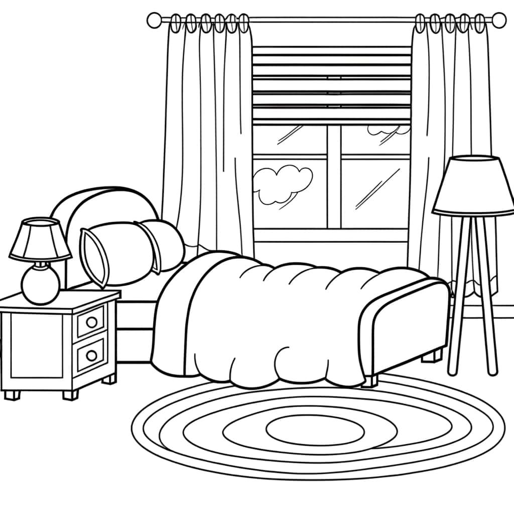 Coloriage Chambre à coucher à imprimer et colorier