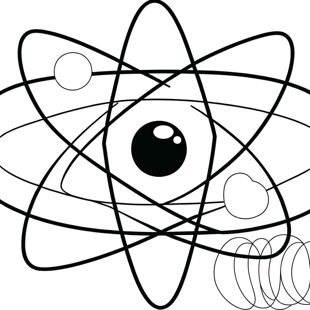 Coloriage Atome stylisé à imprimer et colorier