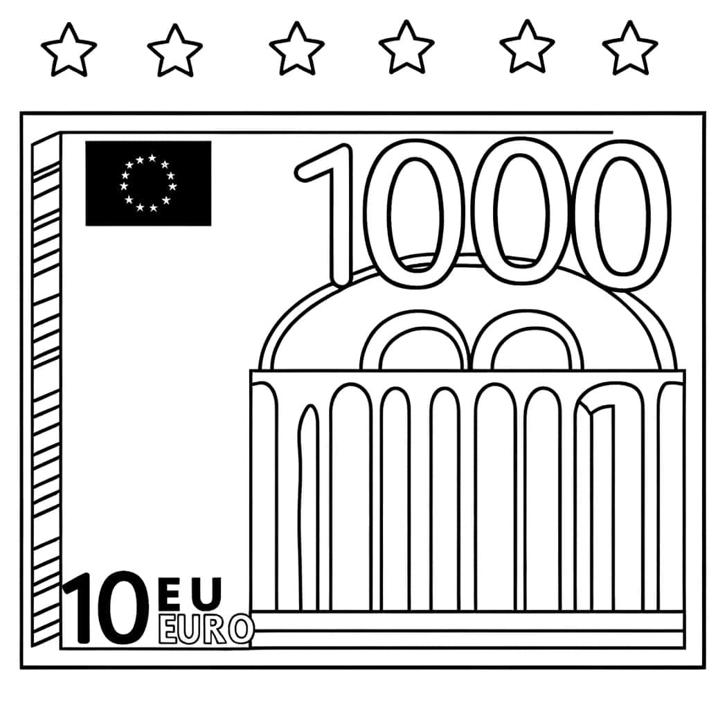 Coloriage Billet Euro Fictif à imprimer et colorier