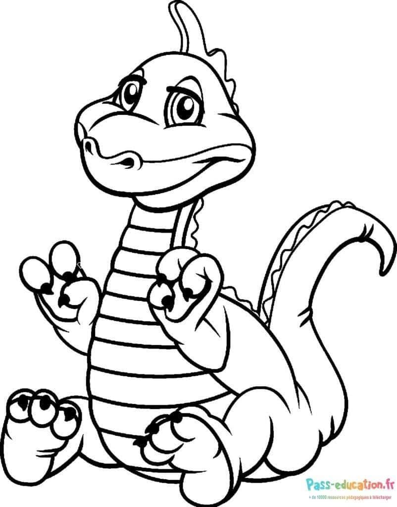 Coloriage Dinosaure souriant à imprimer et colorier