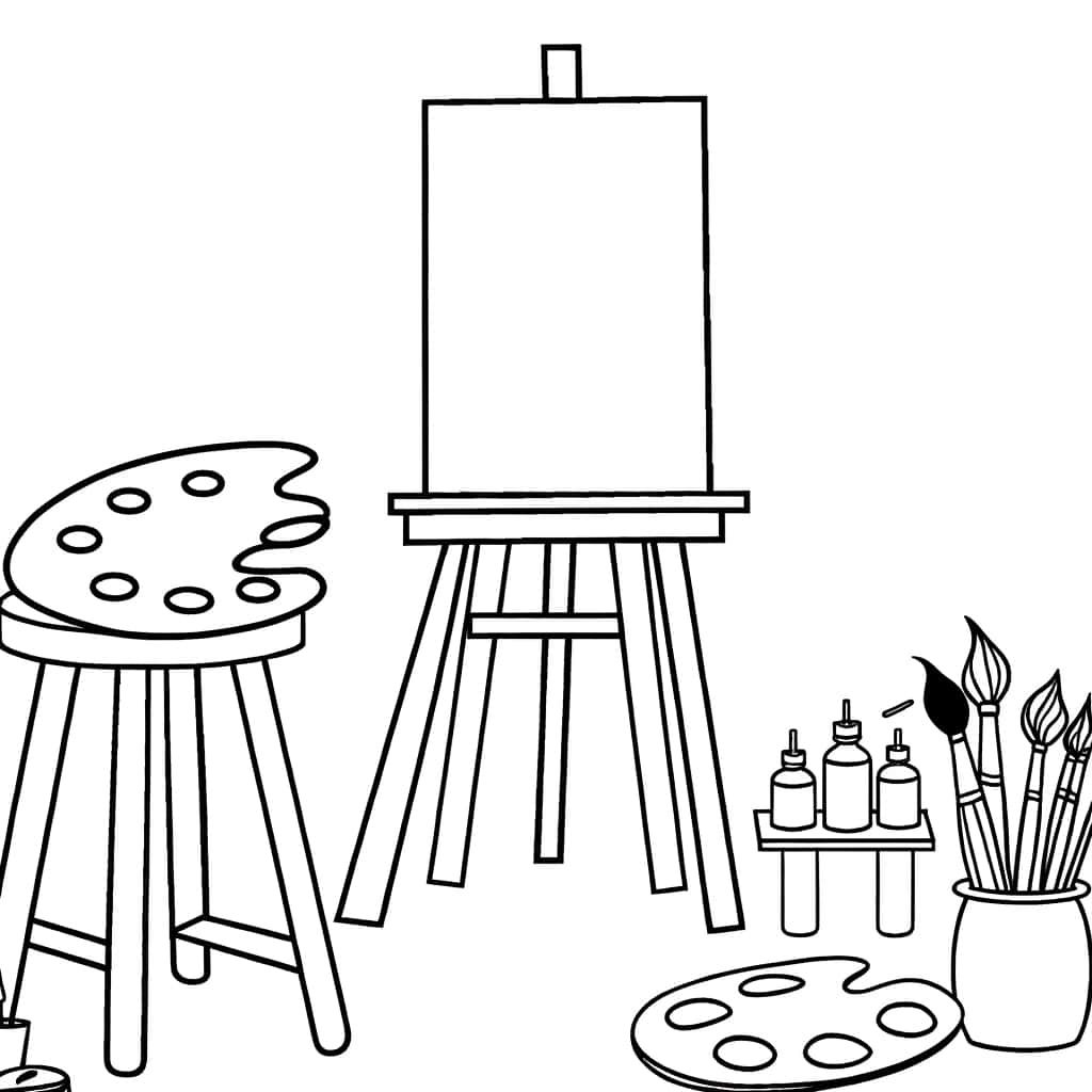 Coloriage Atelier d'artiste à imprimer et colorier