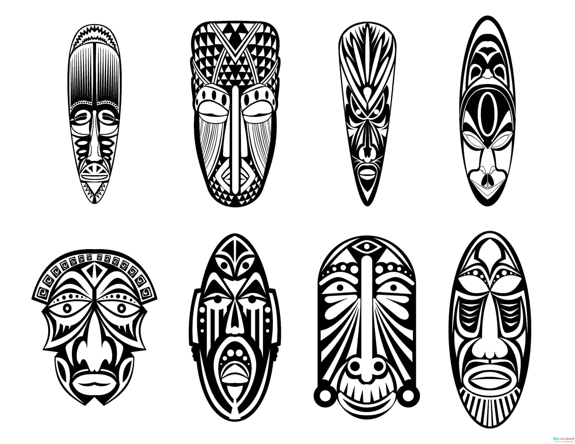 Coloriage Masques africains à imprimer et colorier