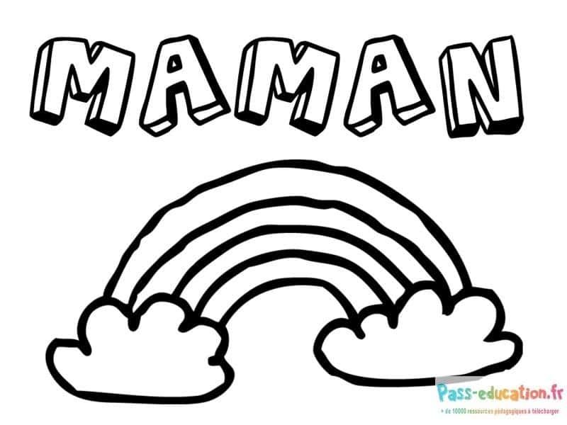 Coloriage Arc-en-ciel Maman à imprimer et colorier