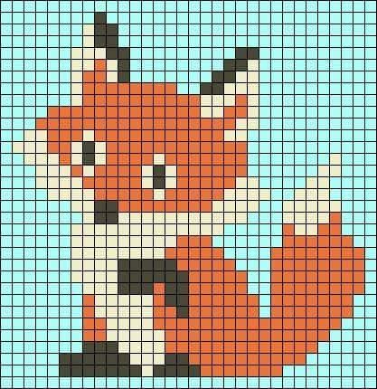 Coloriage Renard Pixelisé à imprimer et colorier