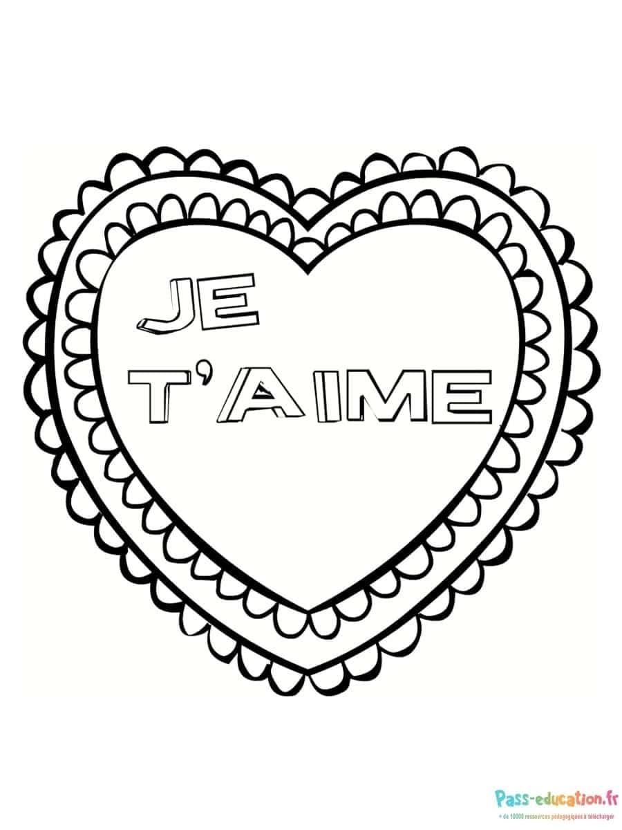 Coloriage Cœur avec inscription à imprimer et colorier