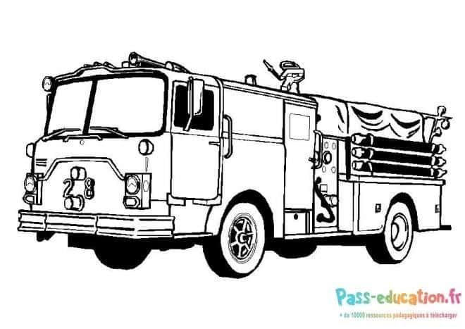 Coloriage Camion de pompier à imprimer et colorier