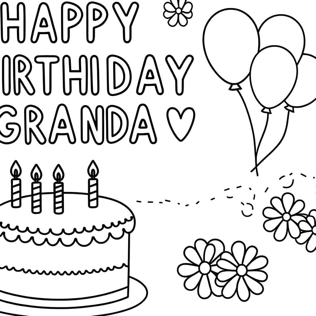 Coloriage Anniversaire Grand-mère à imprimer et colorier
