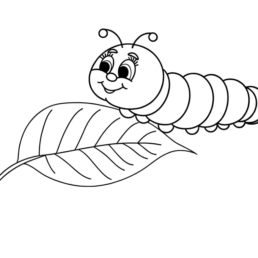 Coloriage Chenille souriante à imprimer et colorier