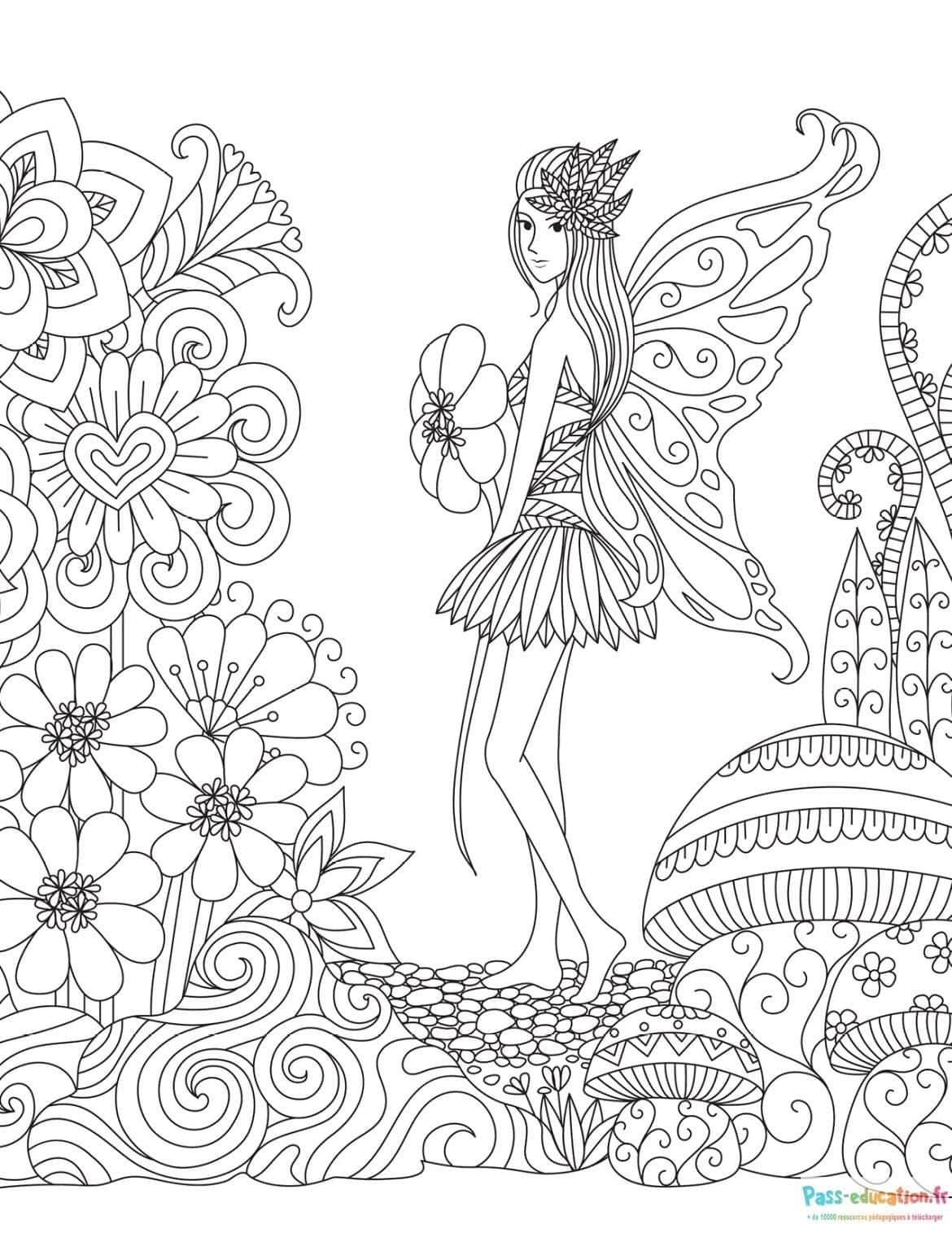 Coloriage Fée des fleurs à imprimer et colorier
