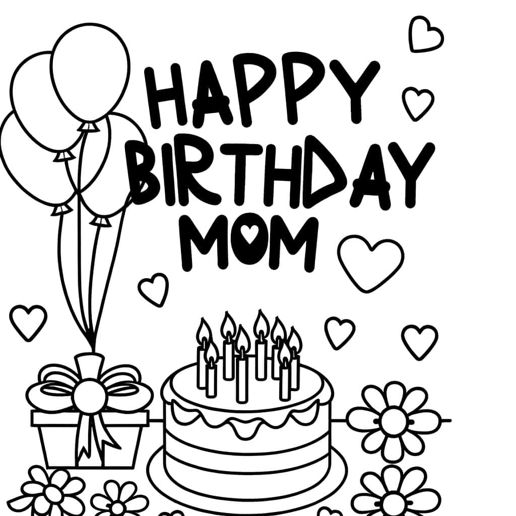 Coloriage Anniversaire Maman à imprimer et colorier