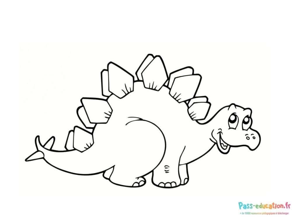 Coloriage Dinosaure souriant à imprimer et colorier