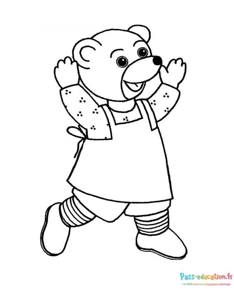 Coloriage Petit Ours Brun joue à imprimer et colorier
