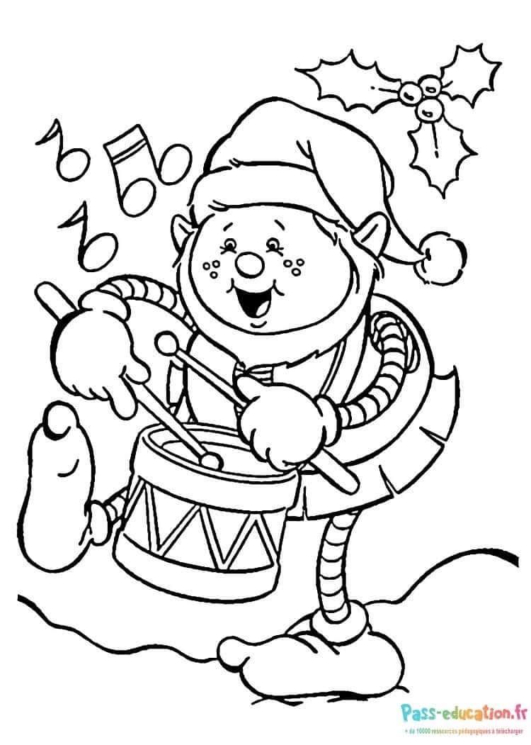 Coloriage Lutin tambourineur à imprimer et colorier
