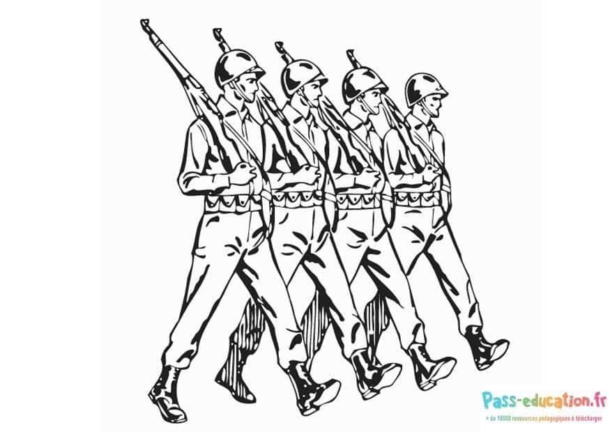 Coloriage Soldats en marche à imprimer et colorier