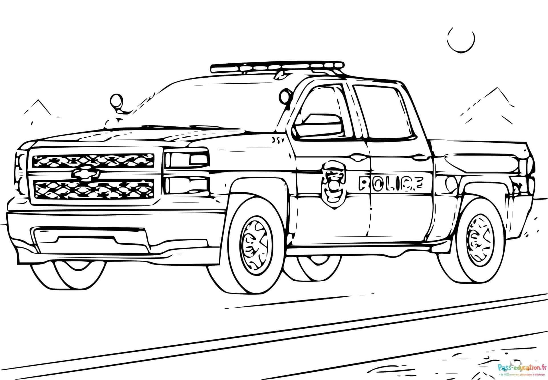 Coloriage Camion de police à imprimer et colorier
