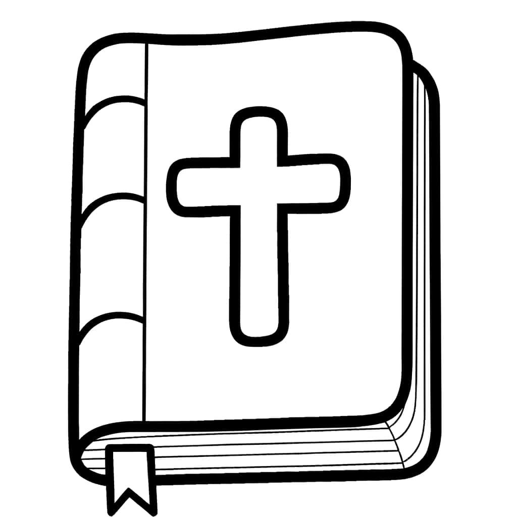 Coloriage Bible avec croix à imprimer et colorier
