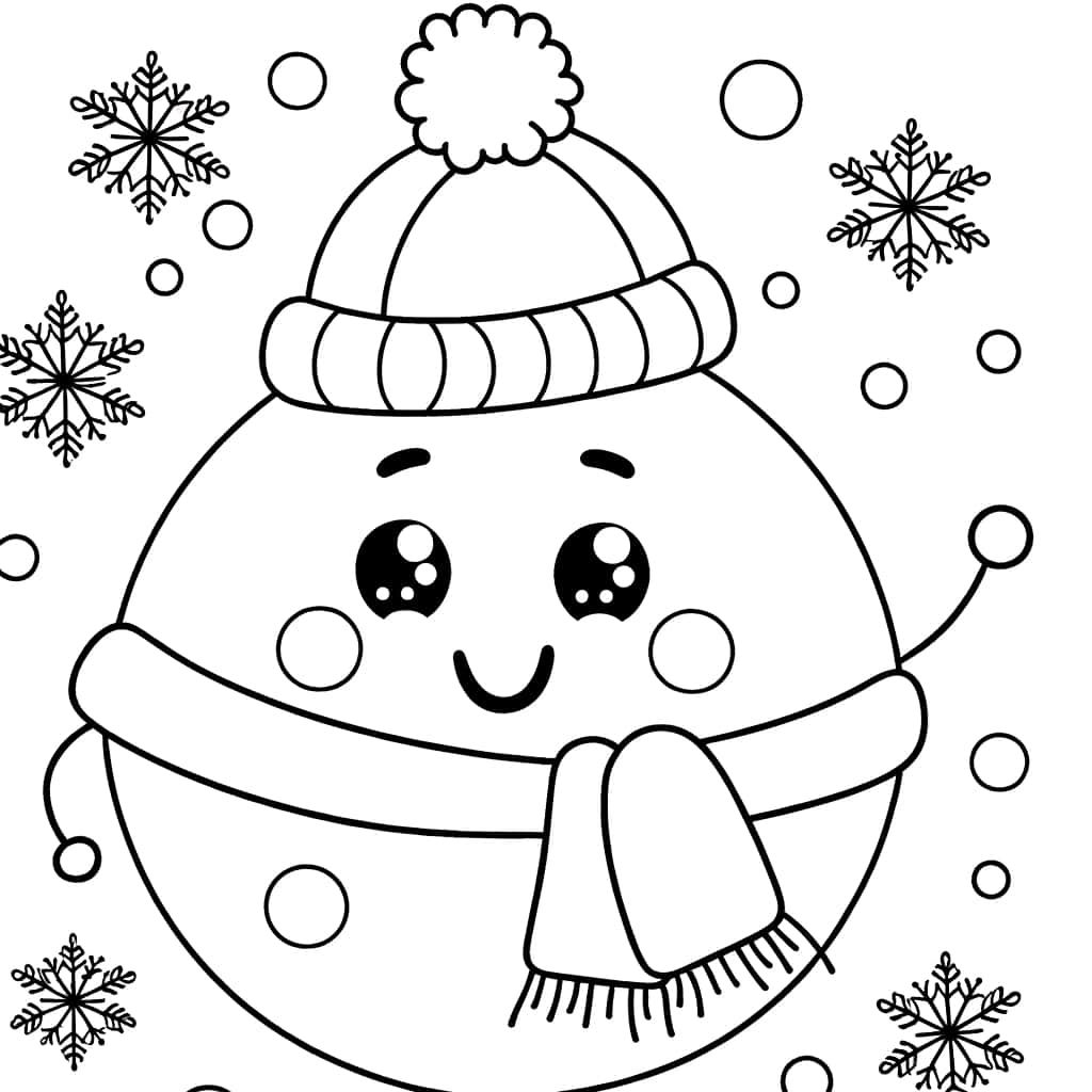 Coloriage Boule de neige souriante à imprimer et colorier