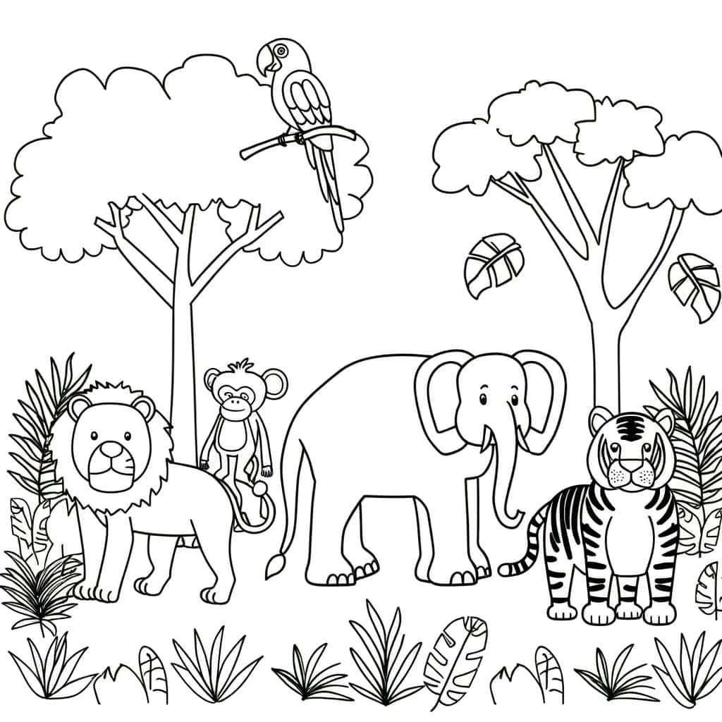 Coloriage Animaux Jungle à imprimer et colorier