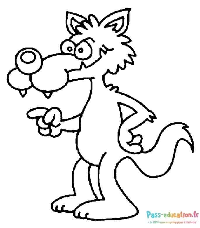 Coloriage Loup rigolo à imprimer et colorier