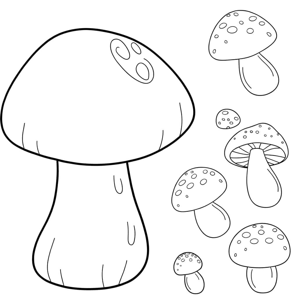 Coloriage Champignons fantaisistes à imprimer et colorier