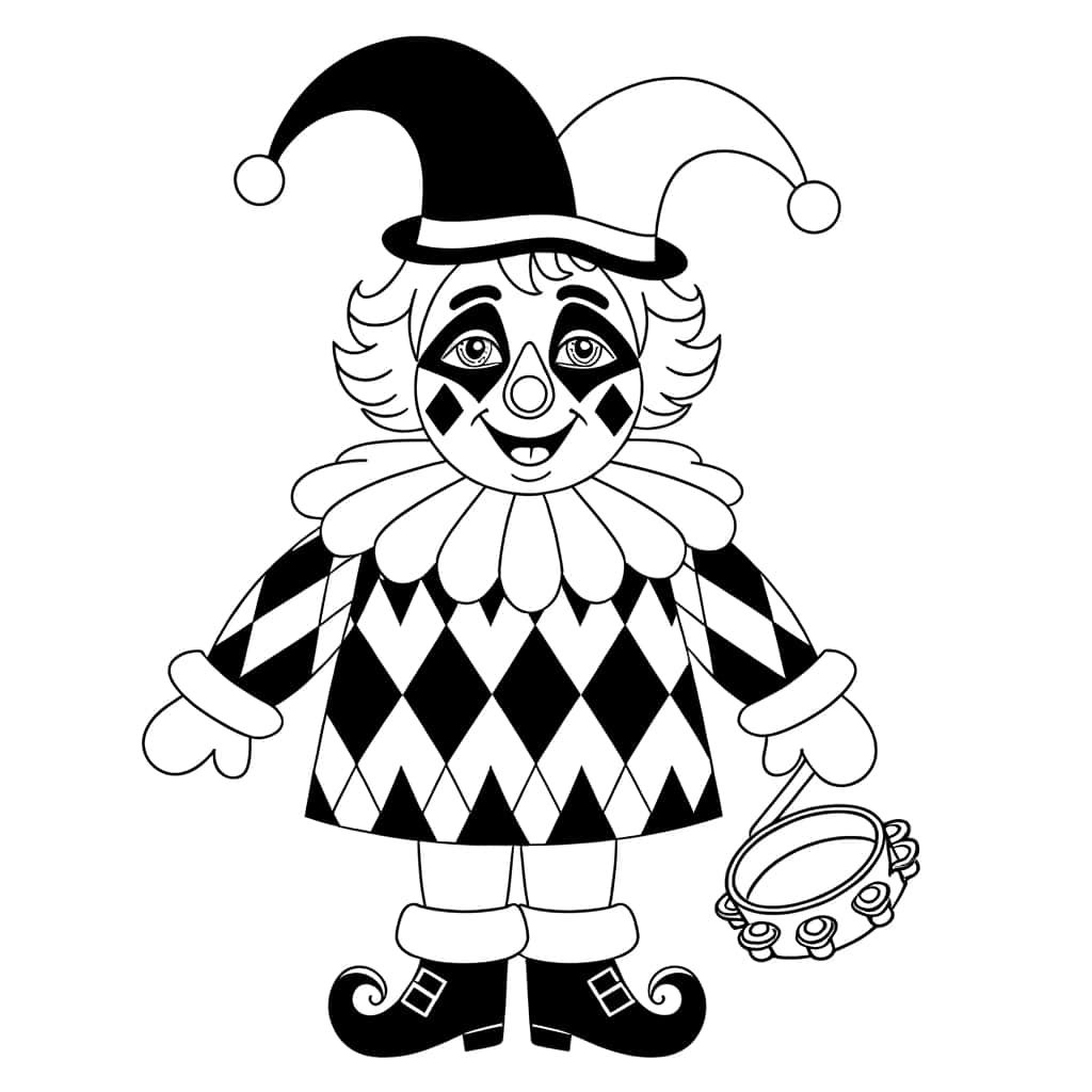 Coloriage Arlequin joyeux à imprimer et colorier