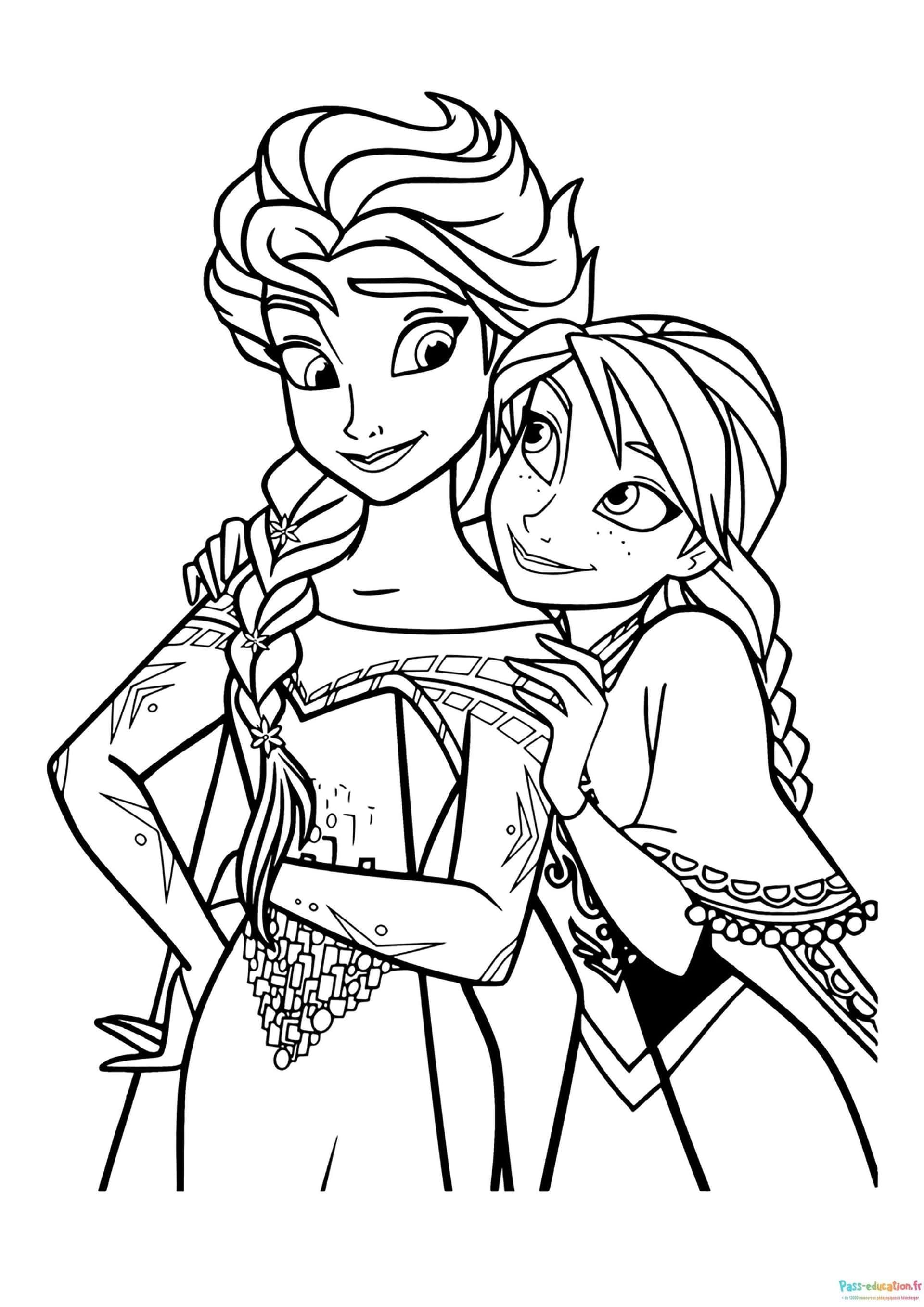 Coloriage Anna et Elsa à imprimer et colorier