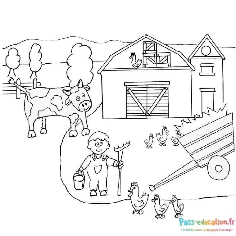 Coloriage Ferme animée à imprimer et colorier