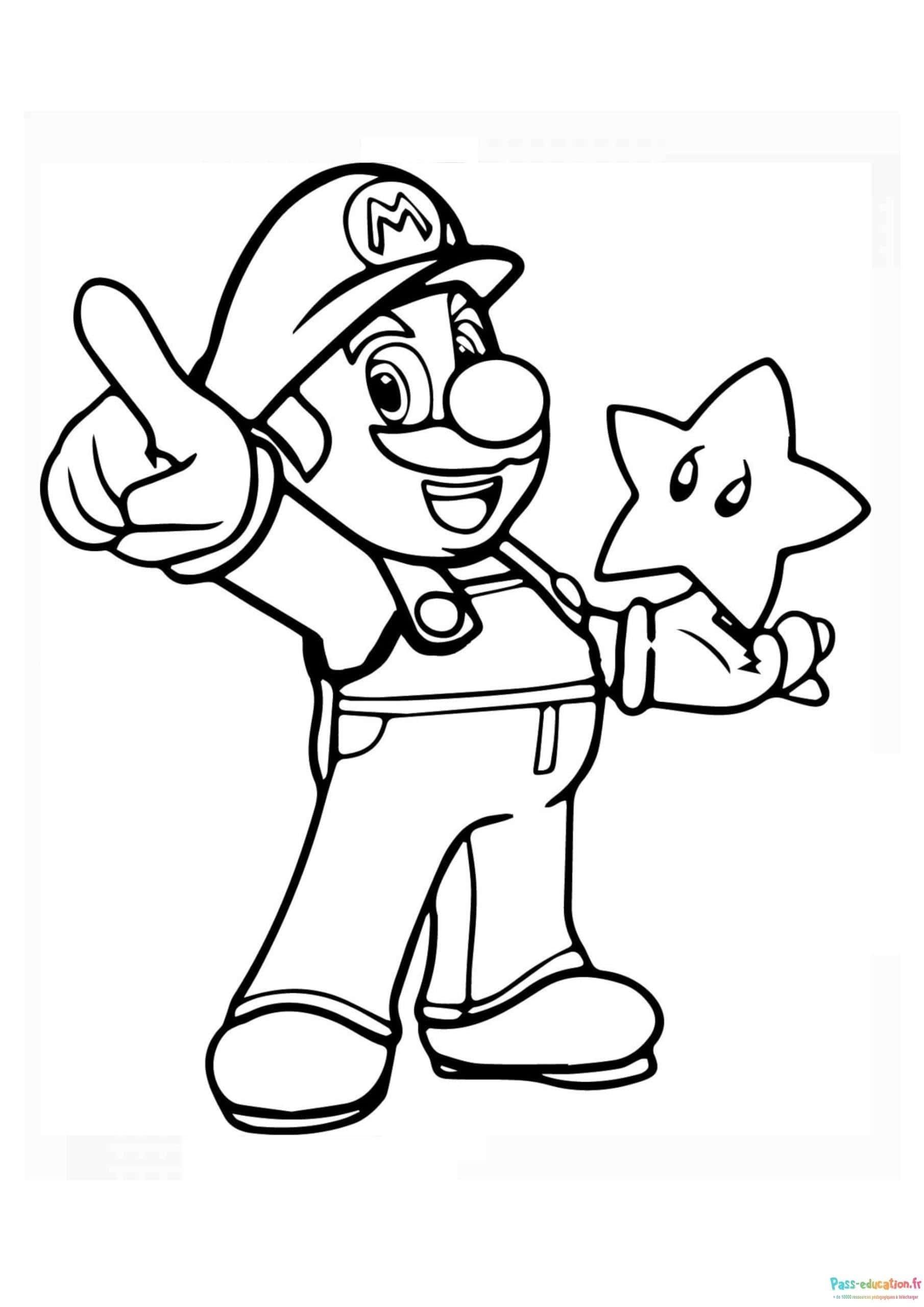 Coloriage Mario et étoile à imprimer et colorier