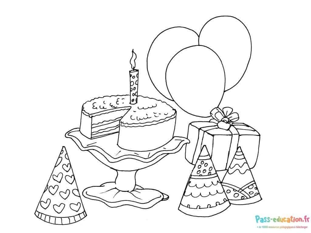 Coloriage Fête d'anniversaire à imprimer et colorier