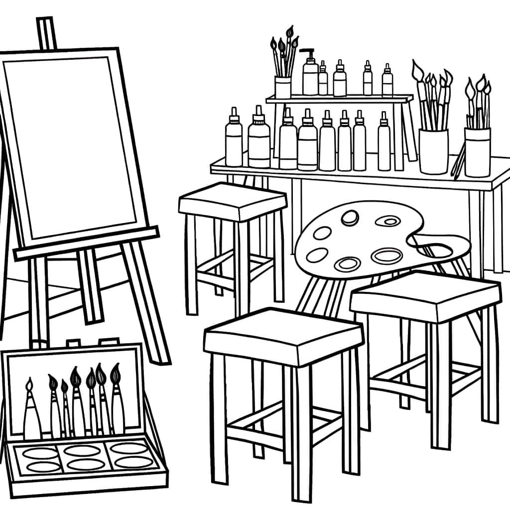 Coloriage Atelier d'artiste à imprimer et colorier