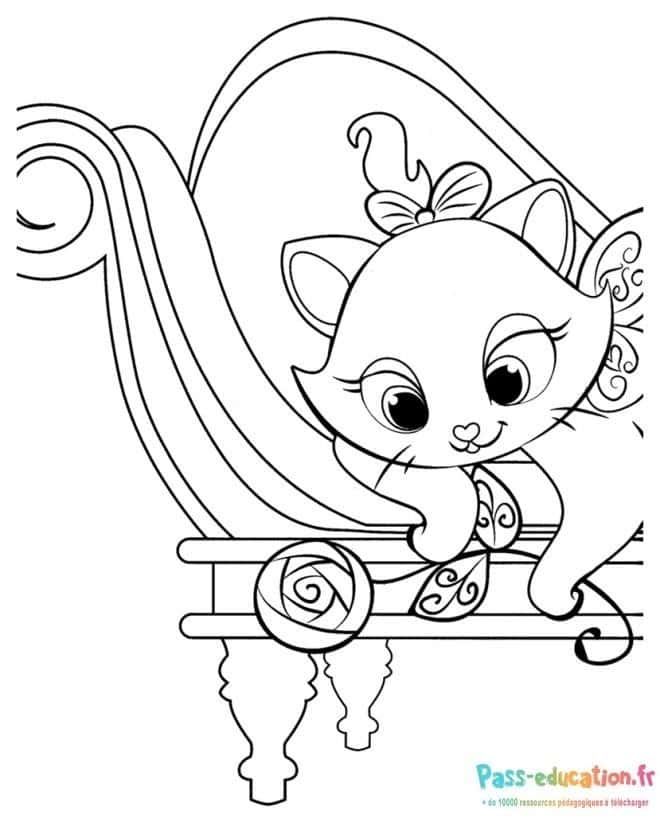 Coloriage Chaton aristocratique à imprimer et colorier