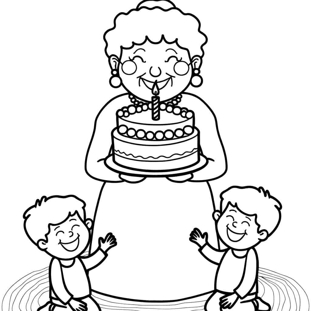 Coloriage Anniversaire Mamie à imprimer et colorier