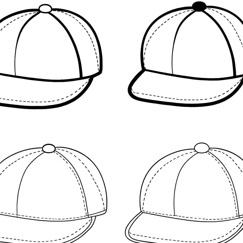 Coloriage Casquettes alignées à imprimer et colorier