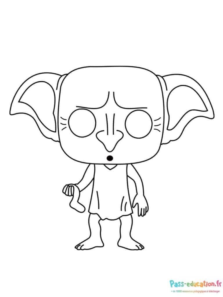Coloriage Dobby le elfe de maison à imprimer et colorier
