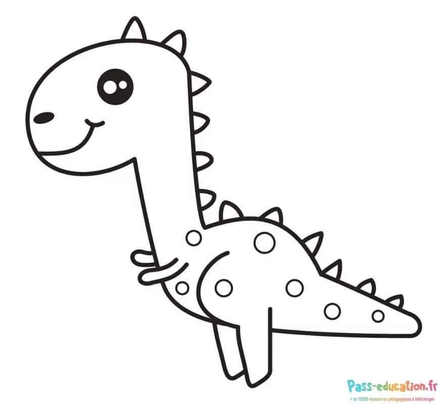 Coloriage Dinosaure souriant à imprimer et colorier
