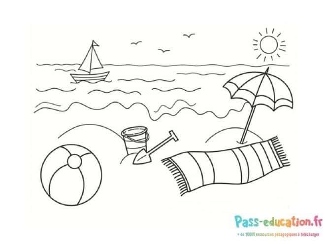 Coloriage Plage ensoleillée à imprimer et colorier