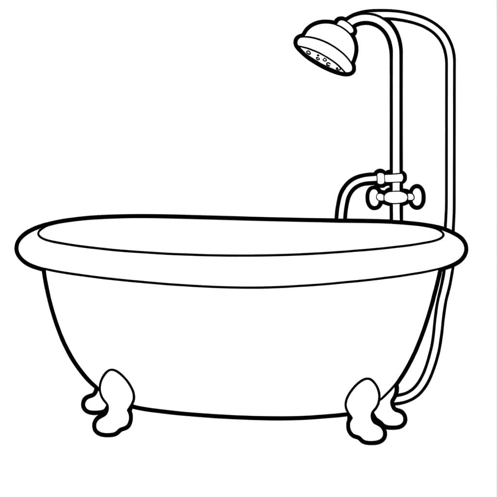 Coloriage Baignoire avec robinetterie à imprimer et colorier