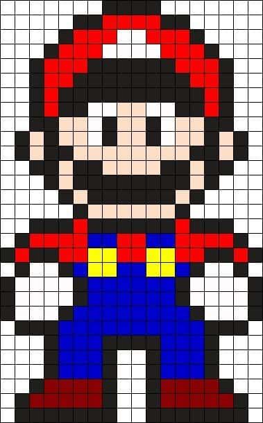 Coloriage Mario en pixels à imprimer et colorier