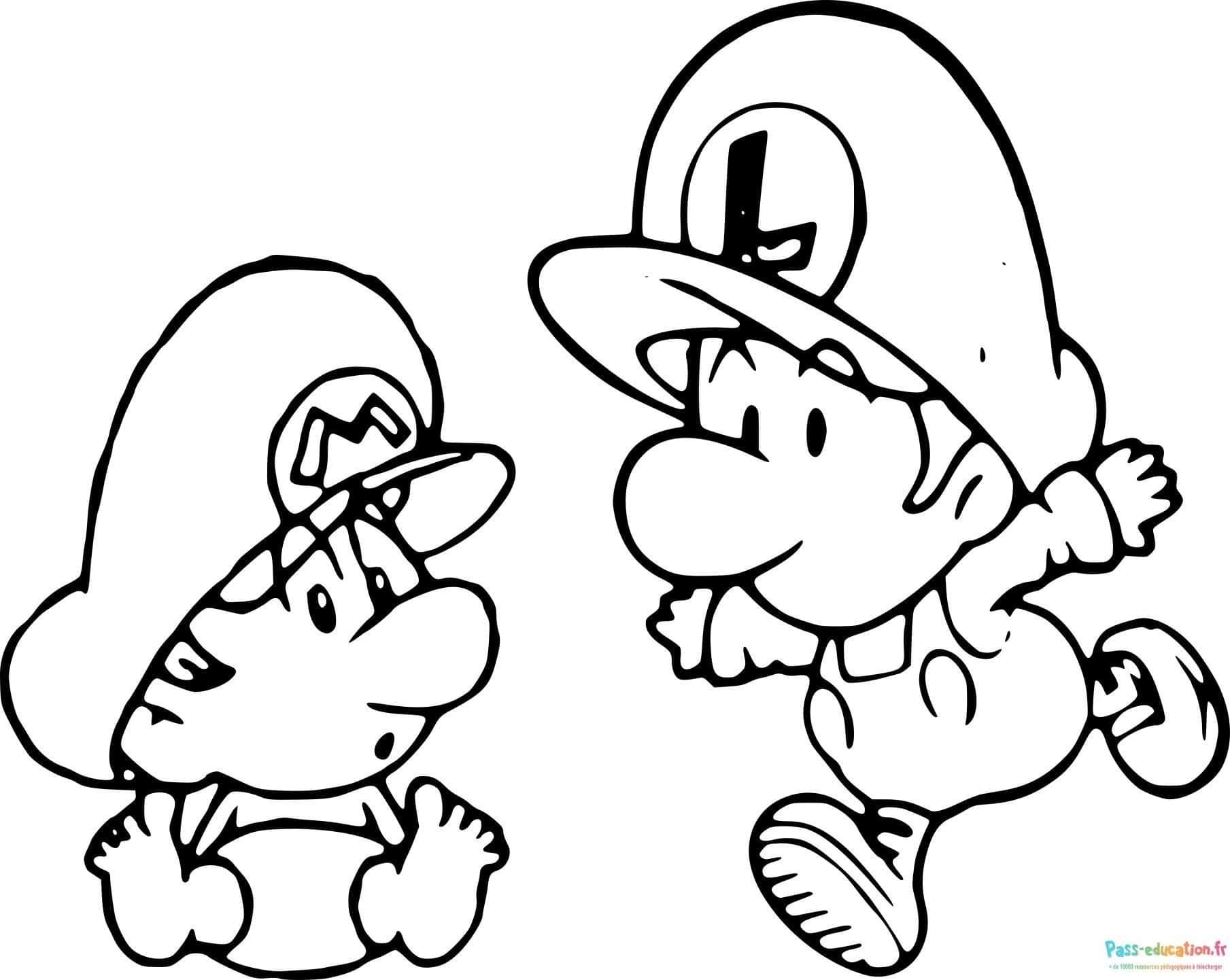 Coloriage Luigi et bébé Luigi à imprimer et colorier