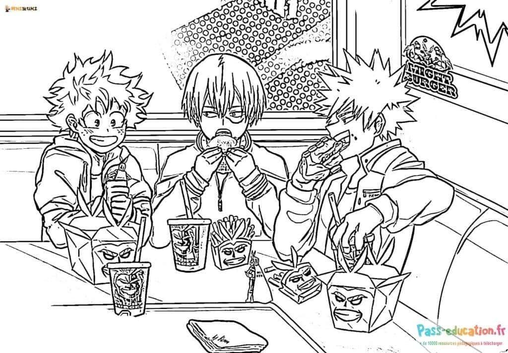 Coloriage Repas entre héros à imprimer et colorier
