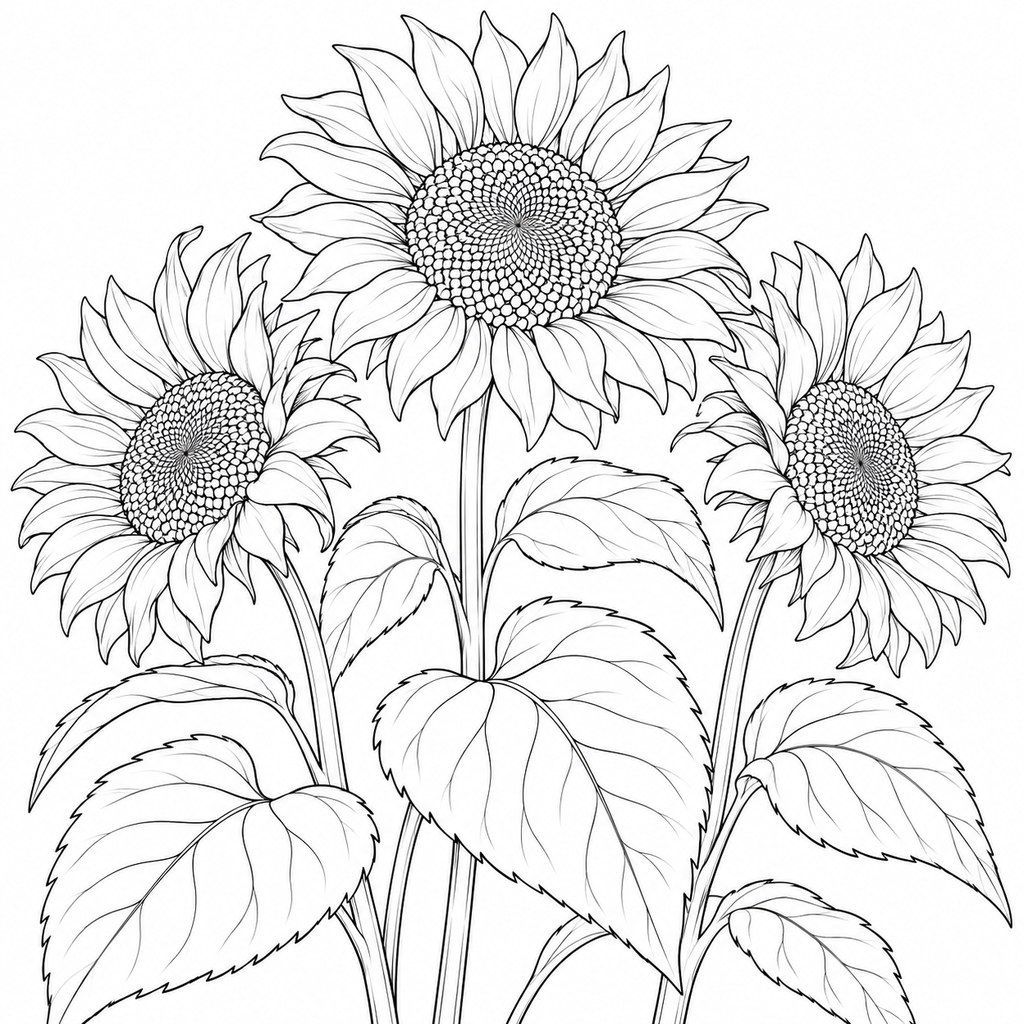 Coloriage Tournesols à imprimer et colorier